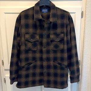 Pendleton Men's Black & Brown Wool Plaid Coat XXL
